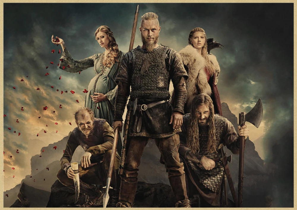 Новые Vikings классический фильм крафт бумага Плакат Бар Кафе гостиная столовая