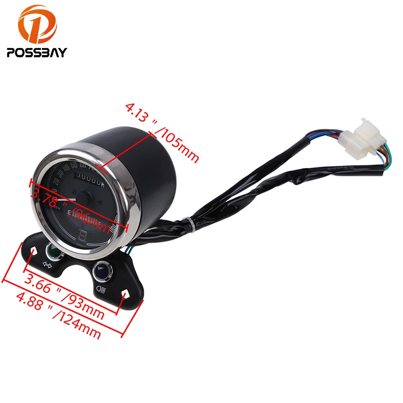POSSBAY Motorcycle Dual Odometer Speedometer Gauge With USB Port Universal fit for Most Motorbike Scooter Speed Meters | Автомобили и