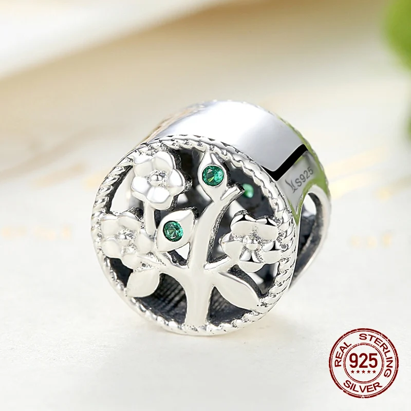 Womak подлинный 100% Стерлинговое Серебро 925 пробы натуральное дерево Круглый Шарм