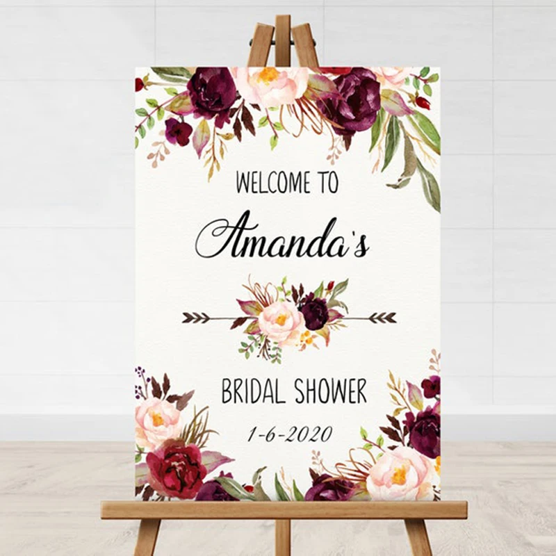 

Bridal Shower Welcome Sign Wooden Floral Bridal Shower Welcome Sign Printable Welcome Board Custom Rustic Sign