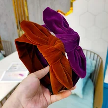Acessórios para o cabelo da orelha do coelho das meninas da faixa de cabelo do envoltório do fio de veludo macio (1)