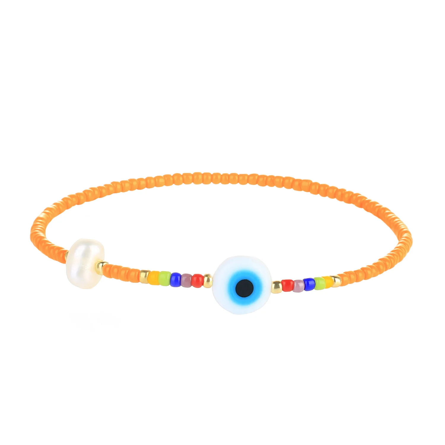 

KELITCH Miyuki Orange Beaded Women Bracelets Evil Eyes Pearl Jewelry Charm Bracelet For Girls Gothic Wholesale Rosary Kpop