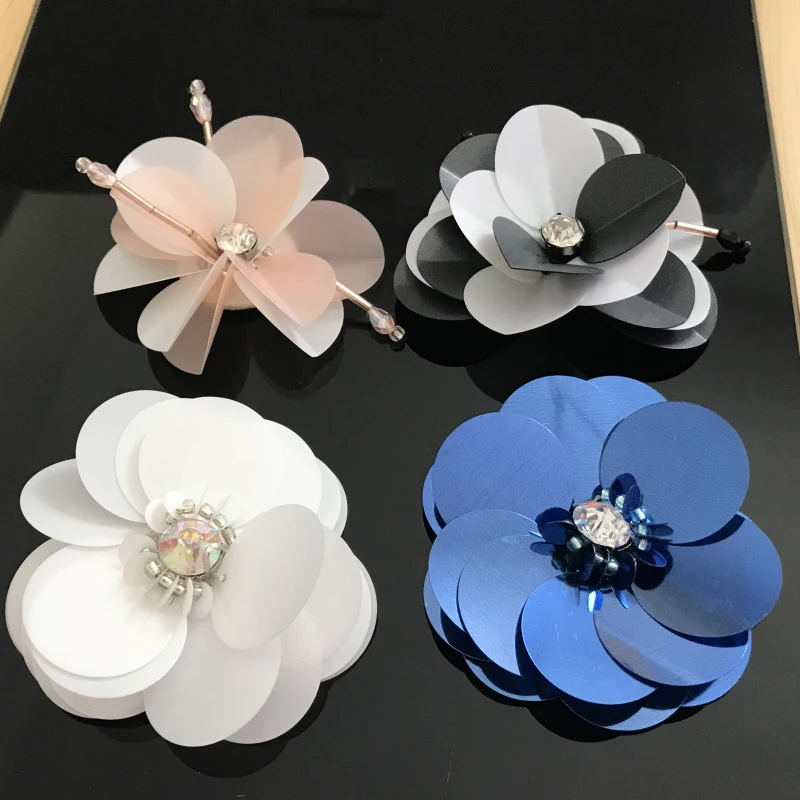 3D ручной работы нашивки со стразами и бисером цветок аппликация вышивка ткань