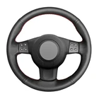 Черная искусственная кожа Handsewing без скольжения чехол рулевого колеса автомобиля для Seat Leon (Mk2) 2006-2008 Ibiza (6L) 2007