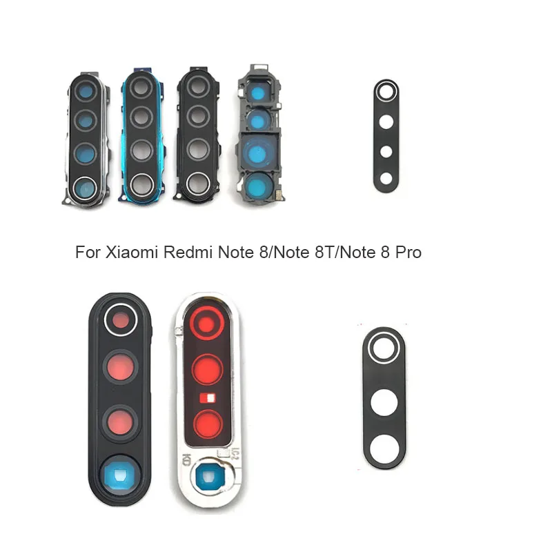 

Новый стеклянный объектив для задней камеры Xiaomi Redmi Note 8 8T Pro, стекло для задней камеры с крышкой, держателем рамы и клейкой наклейкой