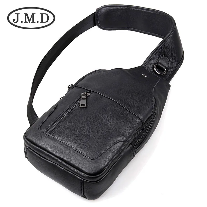 J.M.D Мужская нагрудная сумка из коровьей кожи черная слинг для мальчиков