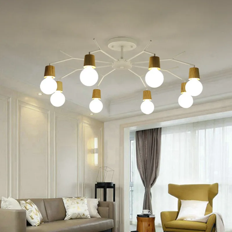 Декоративная светодиодная люстра в скандинавском стиле современная деревянная