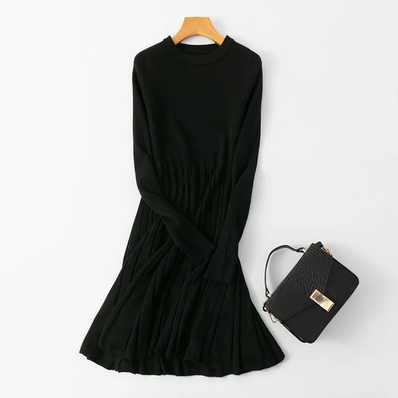 

FAKUNTN Knit Maxi Women Long Sweater Dress Autumn Winter Knitted A Line Dress Ribbed Thick Christmas Pullover Party Dresses