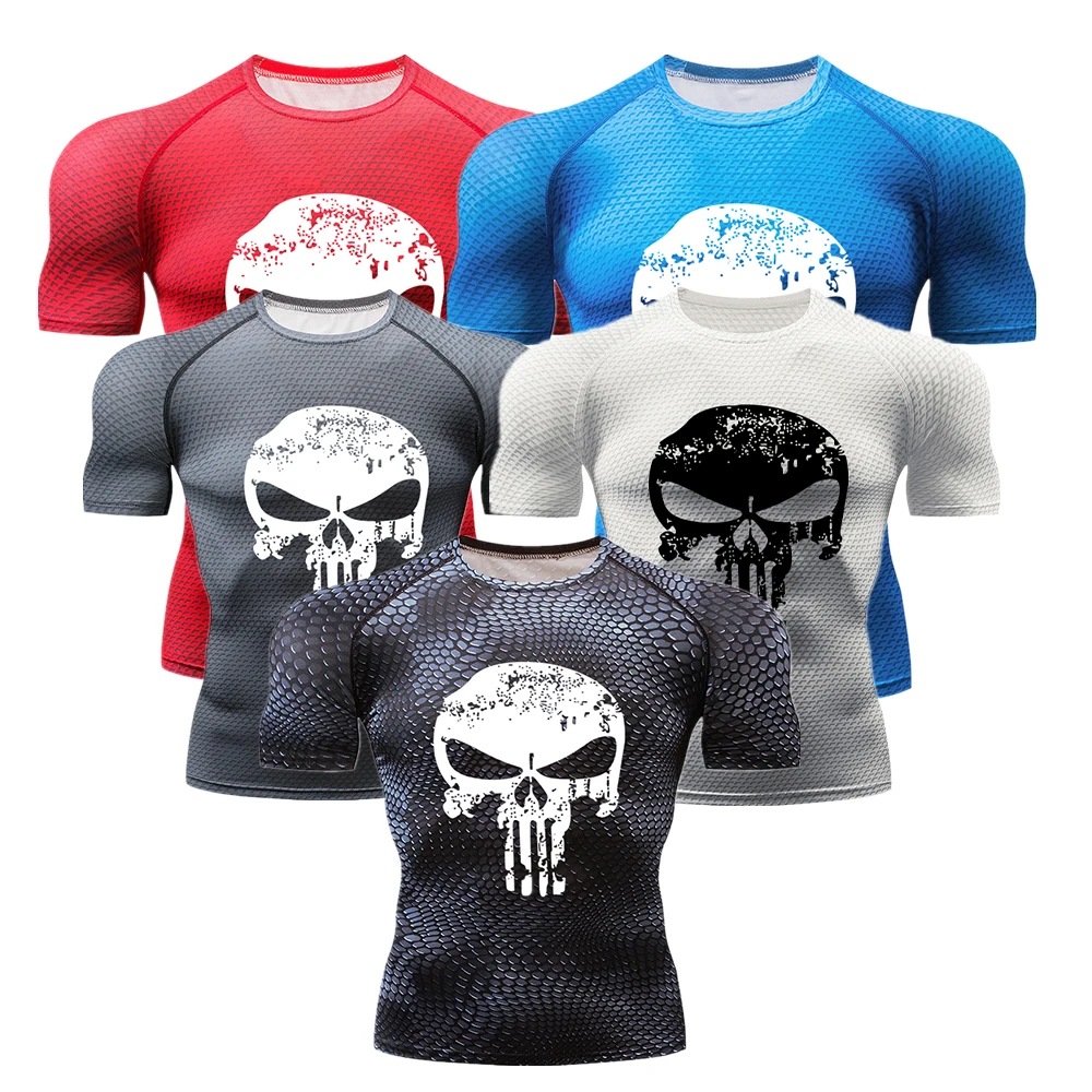 Новинка 2019 компрессионная футболка с коротким рукавом Мужская быстросохнущая