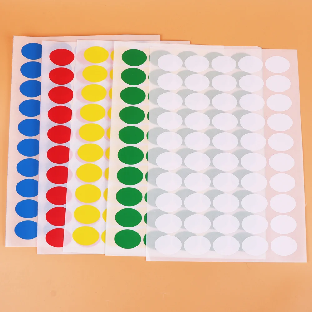 

10 Sheets A4 Colorful Little Dot Label Paper Round Adhesive Gift Label Decals for Home Office (Red Yellow Blue Green and White 2