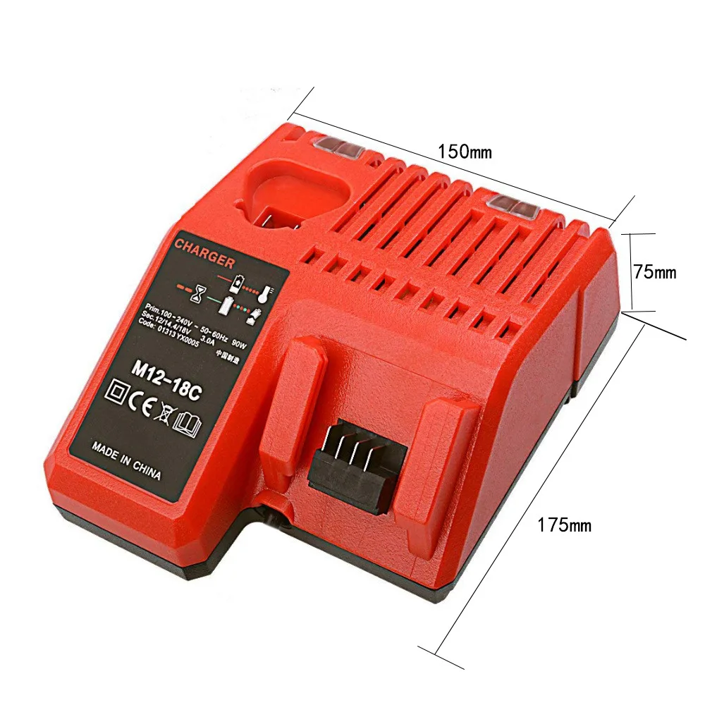 3A Fast Li-ion Battery Charger for Milwaukee M12 M18 48-11-1815 48-11-1828 48-11-2401 48-11-2402 European plug | Электроника