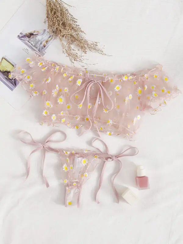 3XL Badydoll с открытыми плечами и оборками нижнее белье комплект стрингов комплекты