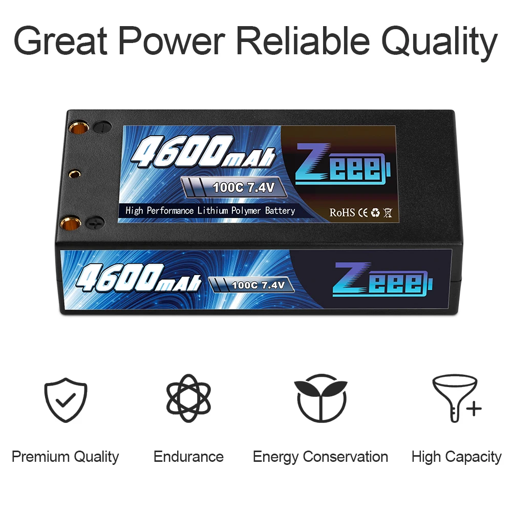 Zeee 2S short Lipo 7 4 V 4600mAh 100C аккумулятор RC батарея с 4mm Bullet Deans ультра разъем для