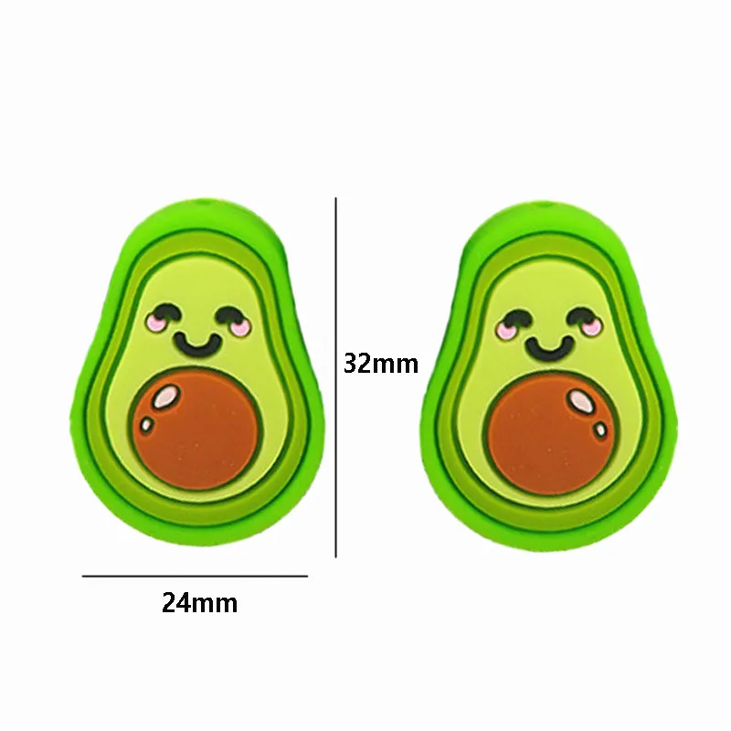 Chenkai-Cuentas de aguacate de silicona para beb&eacute;, collar de mordedor de dibujos animados para ducha, chupete para masticar, accesorios de juguete sensoriales, 10 Uds.-4