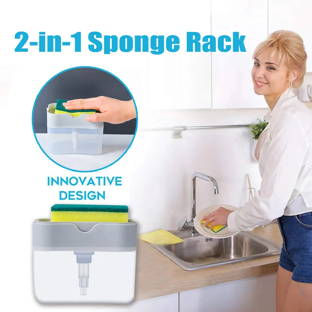 

Press type soap box sponge soap dispenser automatic distributor kitchen dishwasher soap box detergent container kitchen tools