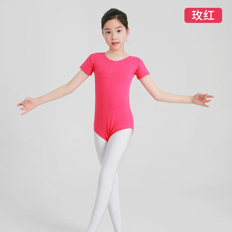 Балетный комбинезон-боди для девочек детская танцевальная трико с короткими
