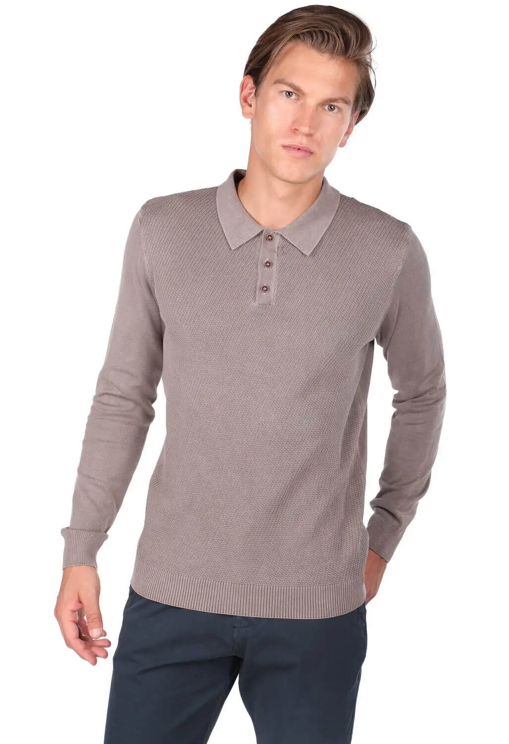 

Polo Collar Knitwear Sweater Brown