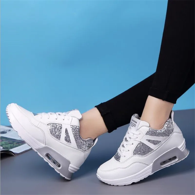 Женские кроссовки на высоком каблуке BZBFSSummer белые платформе женская обувь для