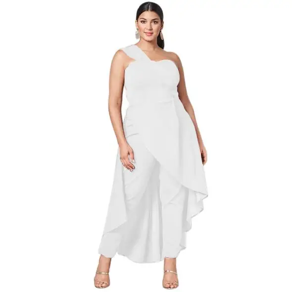 

Cultiseed Women Sexy Strapless One Shoulder Jumpsuit Rompers Female Fashion Ruffles Wedding Party Jumpsuit Ladies Jumpsuits