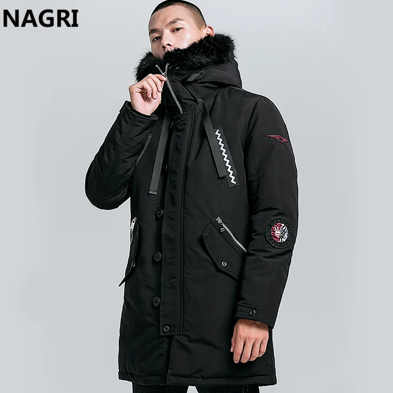 Мужская зимняя длинная куртка с меховым воротником и капюшоном|Мужские парки| |