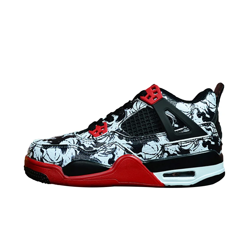 2019 г. Ретро 4 AIR JORDAN детский баскетбол обувь с татуировкой Раптор Черный кот белый