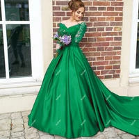 exquisite green satin wedding dresses illusion back vestidos de noivas lace top bridal suknia robe de mariee engagement