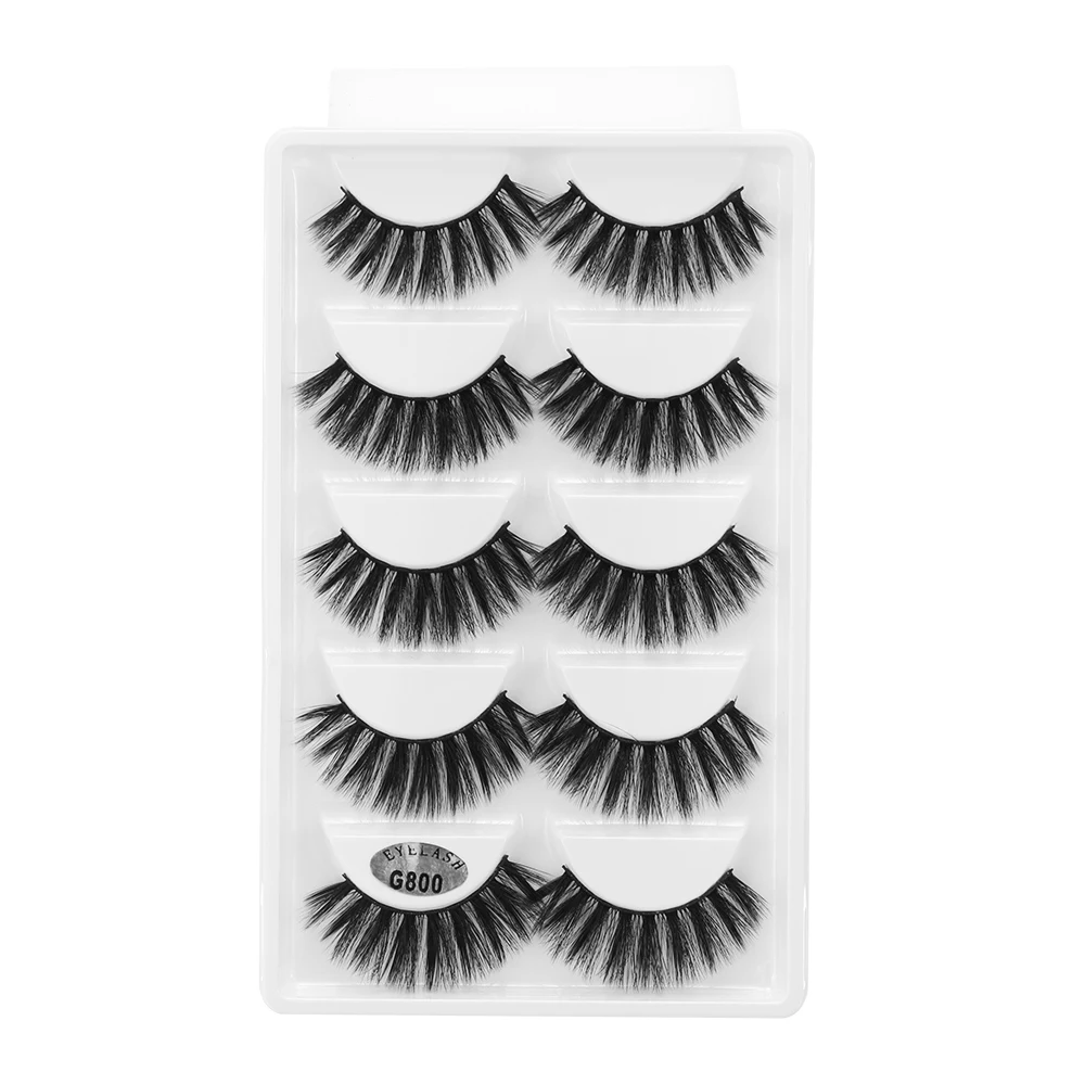 LEKGAVD 5 пар Wispies Fluffies драма ручная работа безжалостные ресницы 6D искусственные норковые волосы Накладные ресницы для наращивания Красота Макияж - Цвет: G800