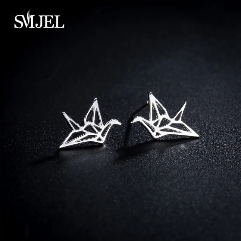 Серьги SMJEL Птица в китайском стиле оригами журавля для элегантных женщин