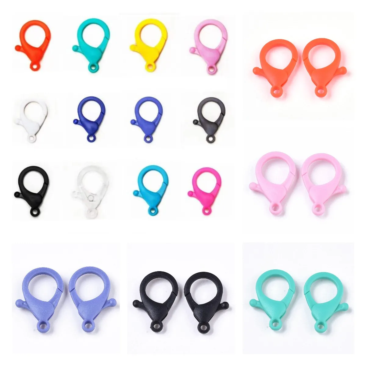 

100 шт. 35 мм карамельные цвета пластиковые застежки-карабины крючки для ожерелья браслета брелока DIY Ювелирные изделия принадлежности аксесс...