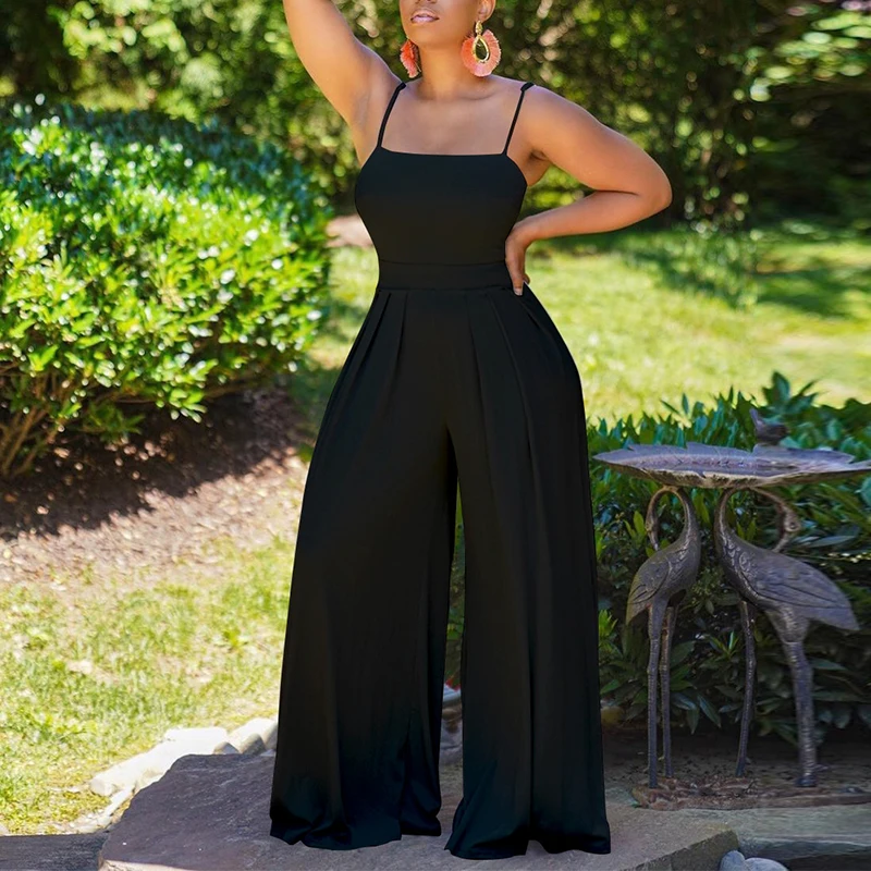 

Женский однотонный комбинезон на бретельках, элегантный повседневный Свободный комбинезон на одно плечо с широкими штанинами