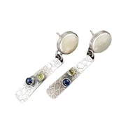 personality creative bohemian pearl shell earrings vintage gothic series 925 thai silver diamond peridot earrings banquet gifts