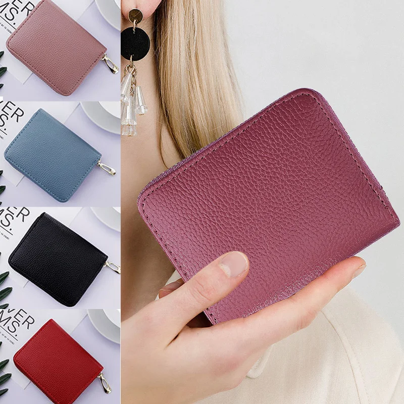 

Simple PU Leather Coin Purse Men Small Change Pocket Blocking Business Card Holder Women Elegant Mini Wallet Money Bag
