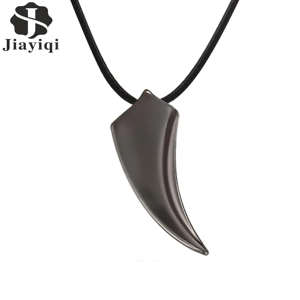 Jiayiqi черное серебро Нержавеющая сталь Подвеска из слоновой кости ожерелье для