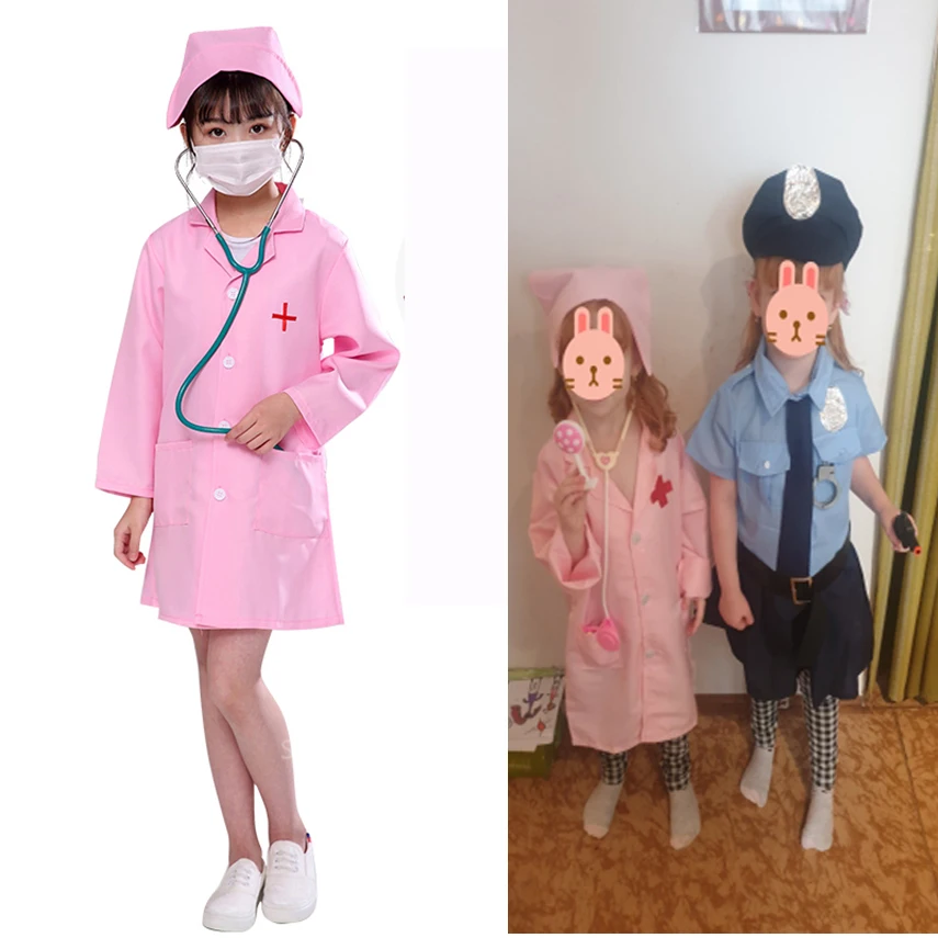 

Cross Coat Children Cosplay Costumes Surgicial Toy Set Outfits Kids Simulation Work Uniforms Role Play Clothing for Girls Boys