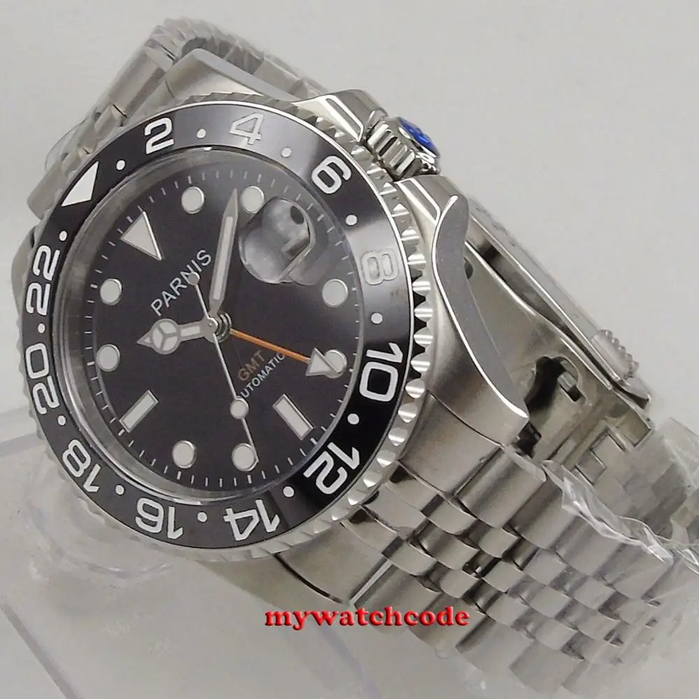 Часы мужские механические с черным циферблатом и сапфировым стеклом 40 мм |