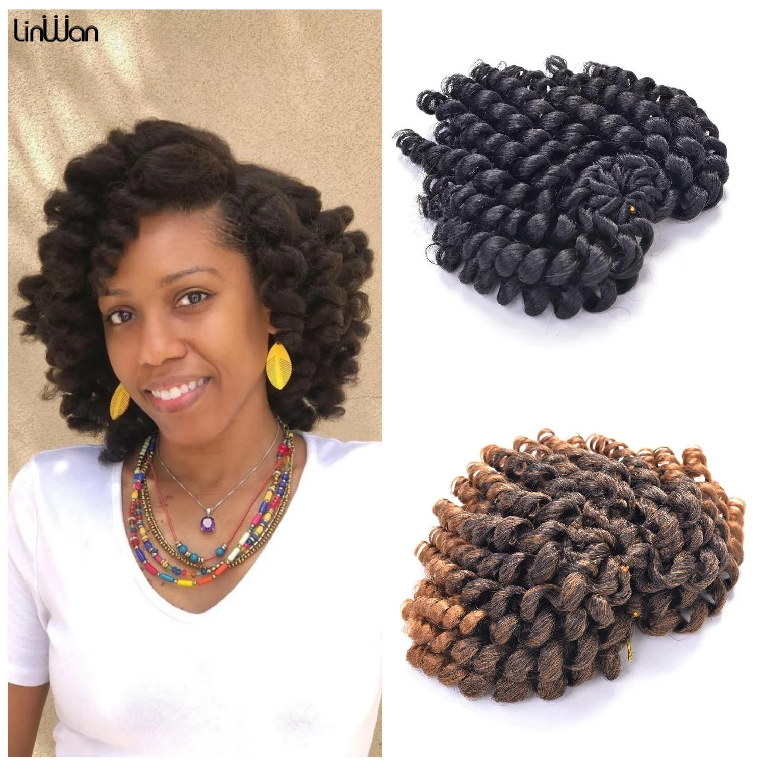 

Jumpy Wand Curl Synthetic Hair Strand Braid Crochet Jamaican Bounces Braiding Hair Ombre Hook Braids Curly Organic Hair For Wome