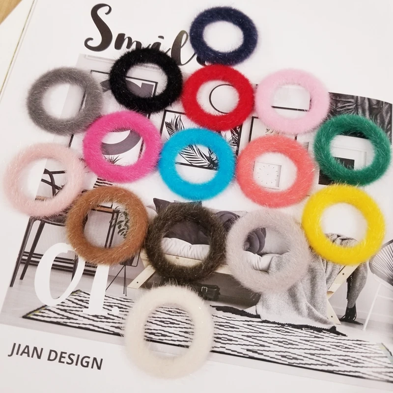 DIY аксессуары зимние теплые норковые плюшевые Круглые Кольца Разноцветные