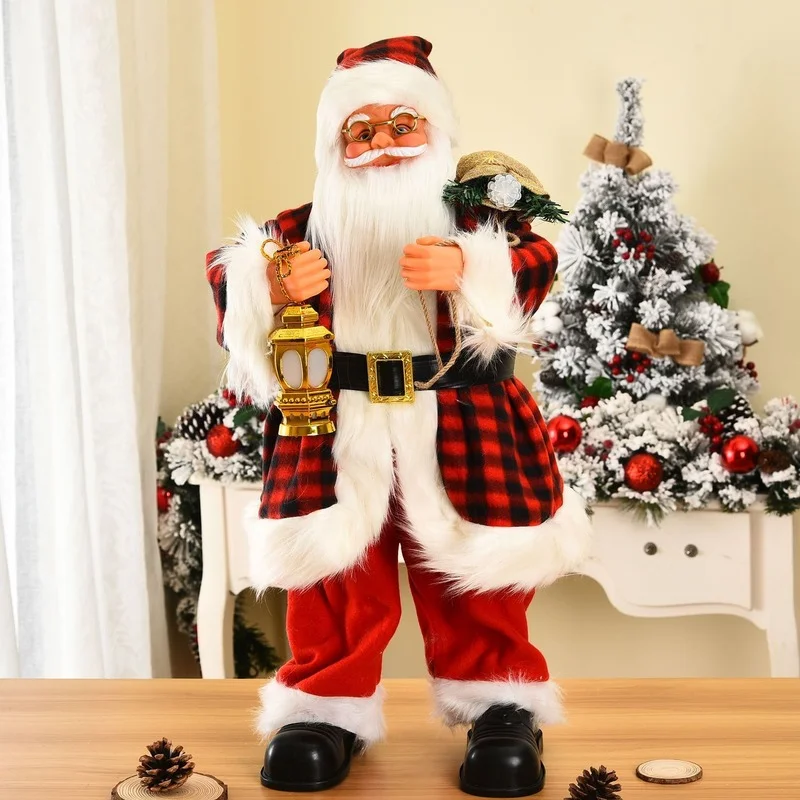 

Christmas Decorations Santa Claus Cross-border New Magenta Phased Clothes Guitar Doll Electric Toy Gifts for The Elderly