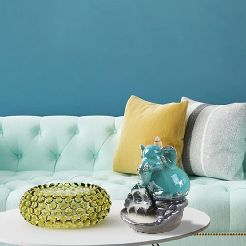 

Ceramic Elephant Incense Holder,Vintage Waterfall Censer, Ash Catcher/Home Office Decor Aromatherapy Ornament