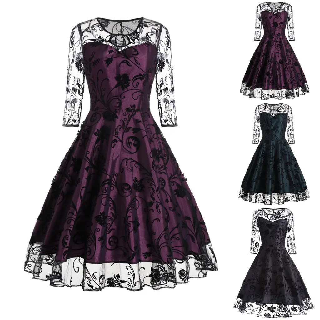 Для женщин Хэллоуин платье сексуальный кружевной половинный рукав Bodycon Коктейль