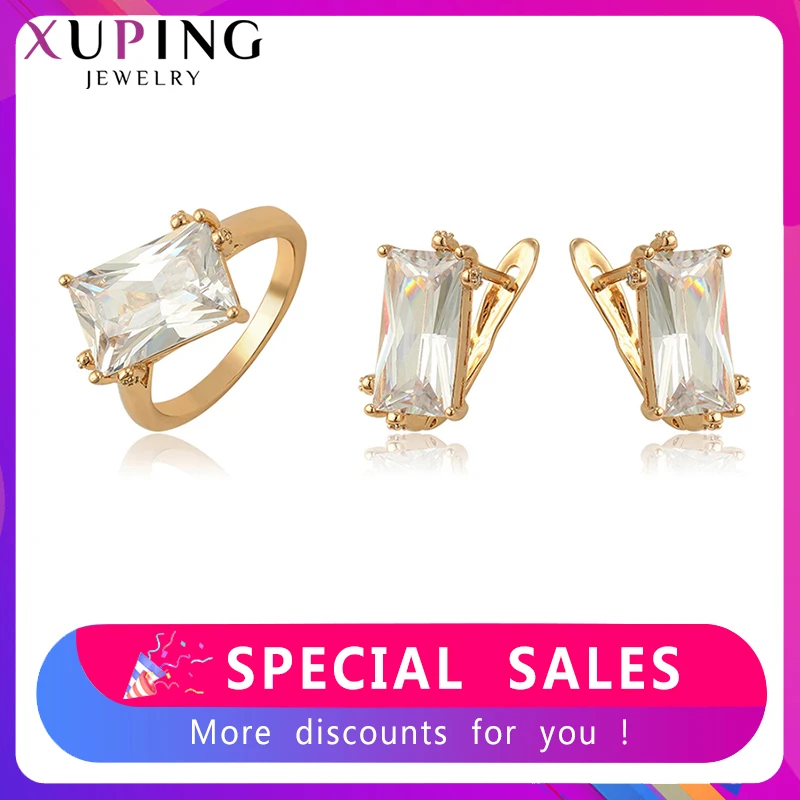 Xuping модные очаровательные позолоченные серьги и кольцо Ювелирные наборы для