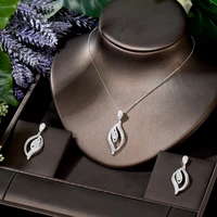 hibride luxury leaf saudi arabia jewelry sets for women wedding necklace earring set cubic zircon dubai bridal jewelry n 1747