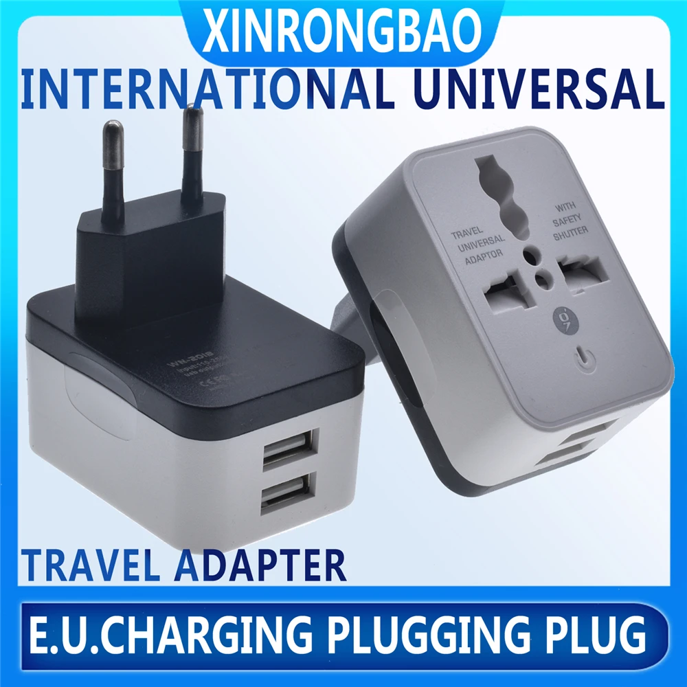 

European regulations 2USB 1A/2A Charging Universal Travel Adapter International World Travel AC Power Converter EU Charging plug