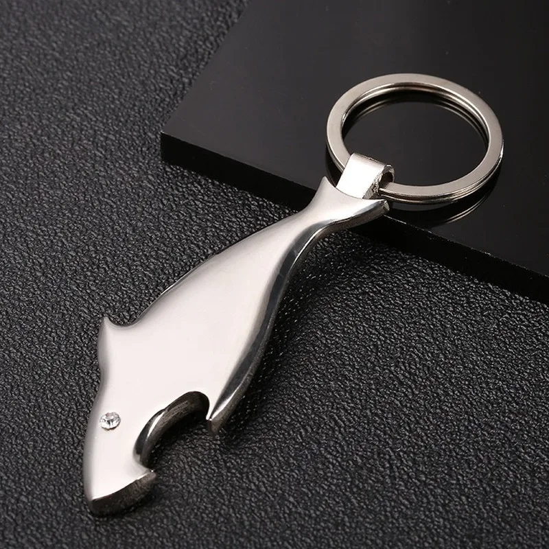 Fashion Creative Shark Bottle Opener Keychains For Men Women Keychain Metal Car Key Ring Bag Wallet Pendant Couple Gift llaveros | Украшения