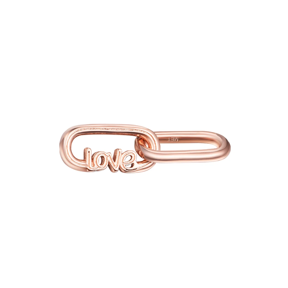 

Rose Gold Plated Styling Love Word Link Charm 925 Sterling Silver Beads for Women Fits Europe Me Bracelets DIY Jewelry Making