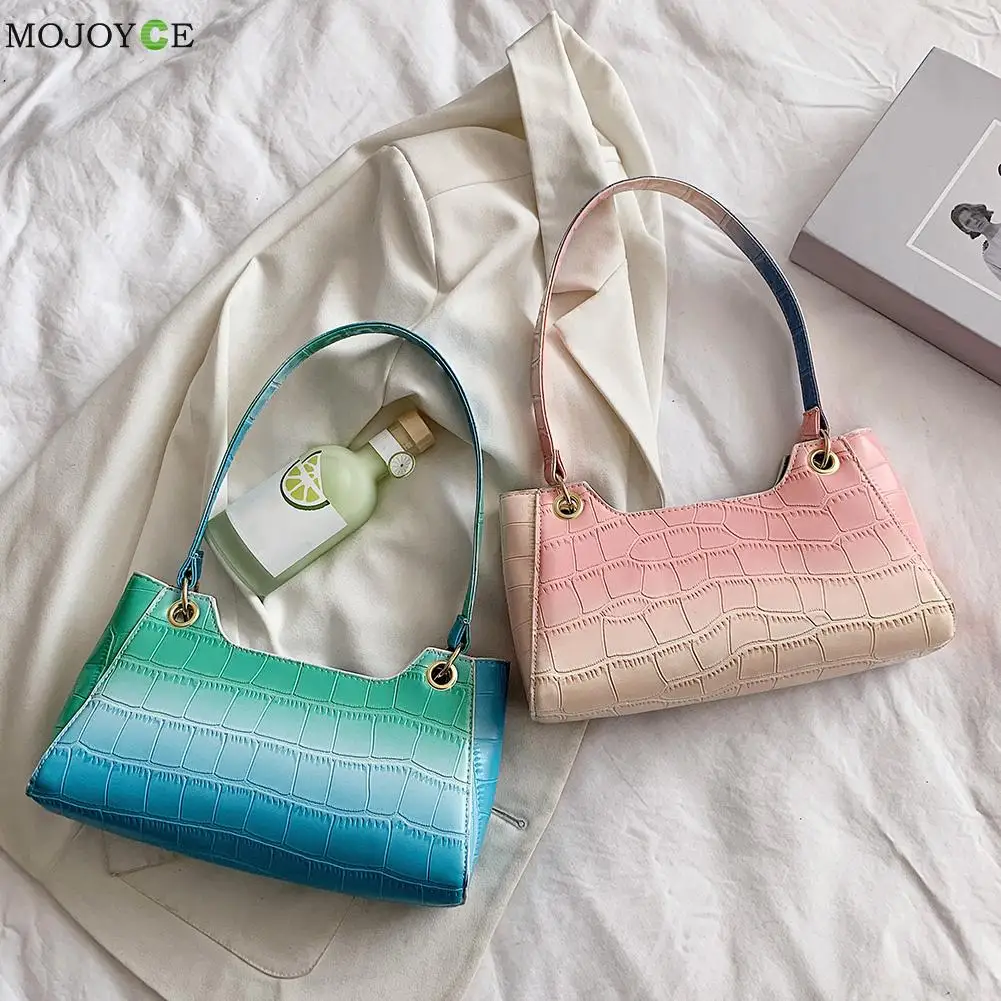 

Popular Simple Female Daily Bag Leisure Women Alligator Pattern Gradient Color Shoulder Bag PU Leather Handbag