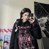 houzhou harajuku gothic black anime hoodies women streetwear oversized e girl white pullovers autumn fashion fleece sweatshirs