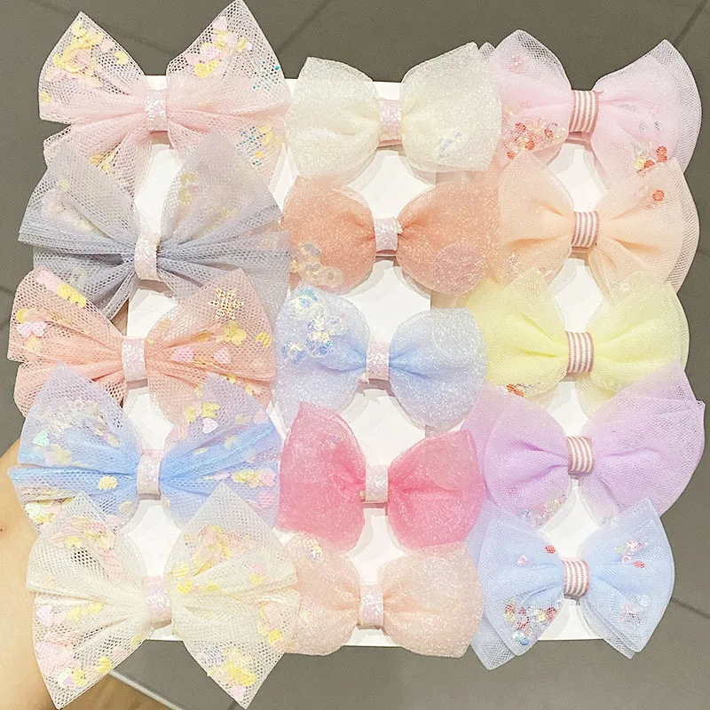 

5Pcs/Set Net Yarn Bow Flower Hairpins Hair Clips Pin Barrettes Accessories for Children Girls Kids Princess Headdress Headwear