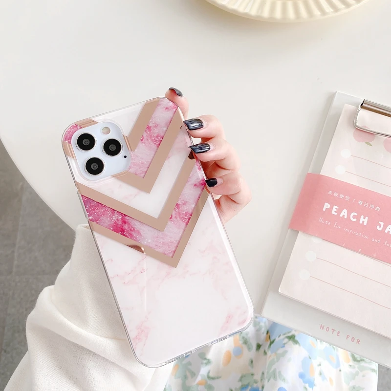 

Fashion Luxury Splice Marble Phone Case For iphone 11 12 mini Pro Max XS Max X XR 7 8 Plus SE 2020 Soft Shockproof Cases Cover