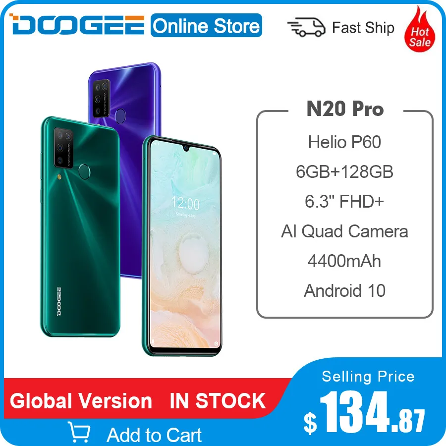 Глобальная версия DOOGEE N20 Pro Quad Camera 6 3 &quotFHD + 4400mAh мобильные телефоны Helio P60 Octa Core 6GB RAM